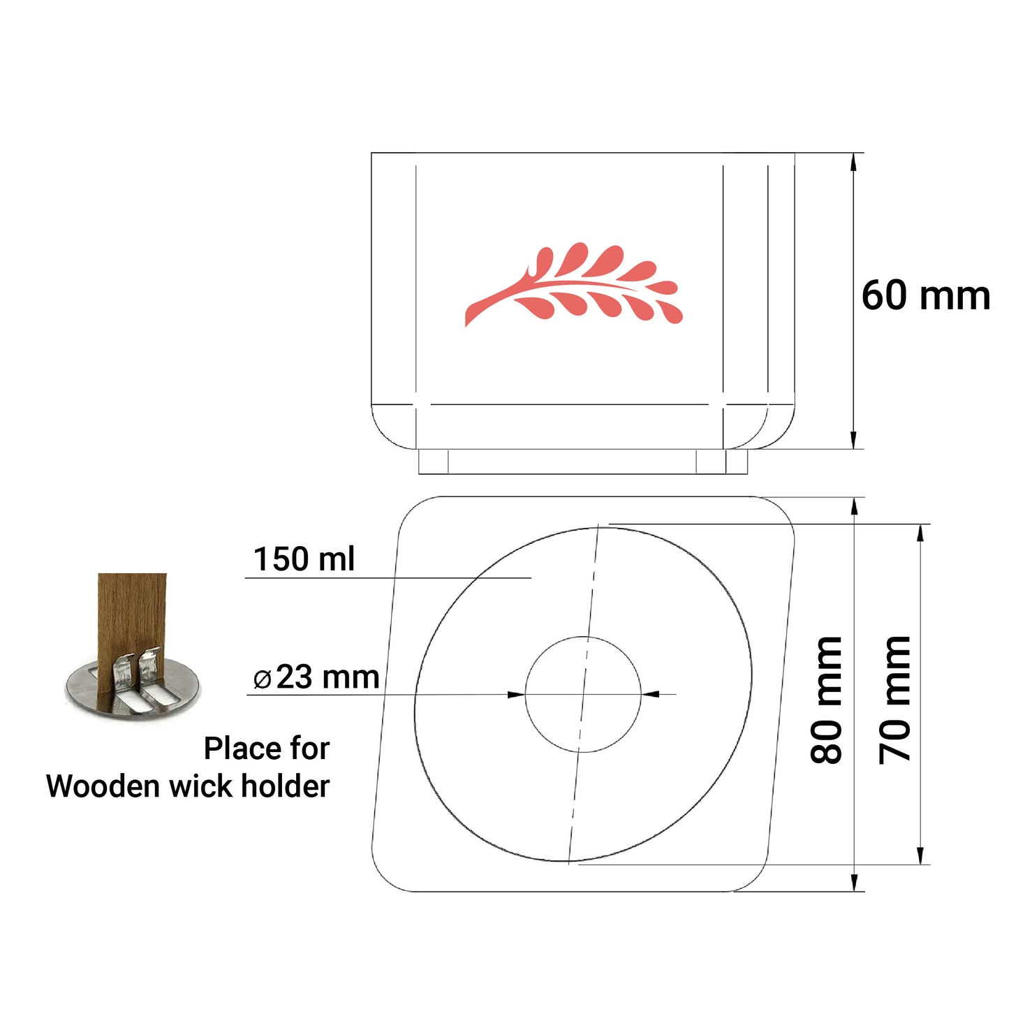 STL Silicone mold. Planter with leaf Сandle container 190 ml (6.4 Oz) 3D-printinted Formwork for silicone pouring